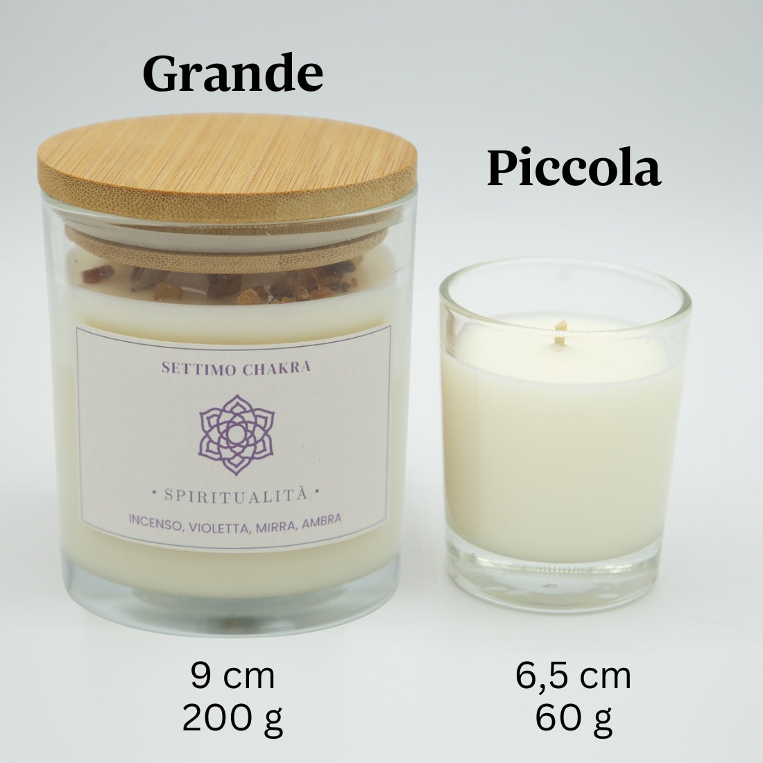 Candela Spiritualità Settimo Chakra - Incenso, Violetta, Mirra e Ambra