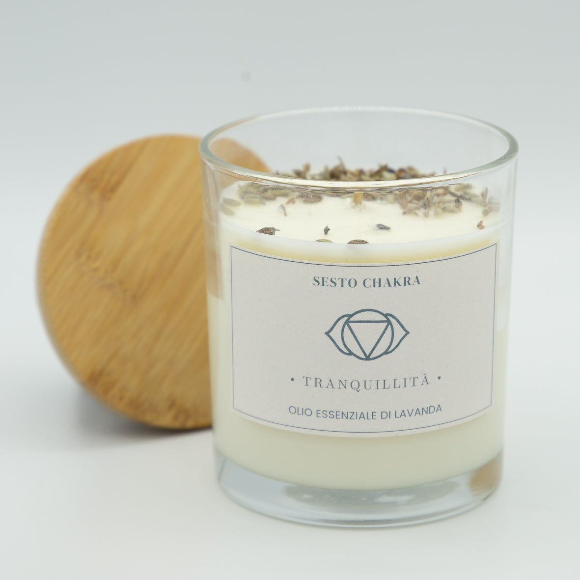 Candela Tranquillità Sesto Chakra - Olio Essenziale di Lavanda