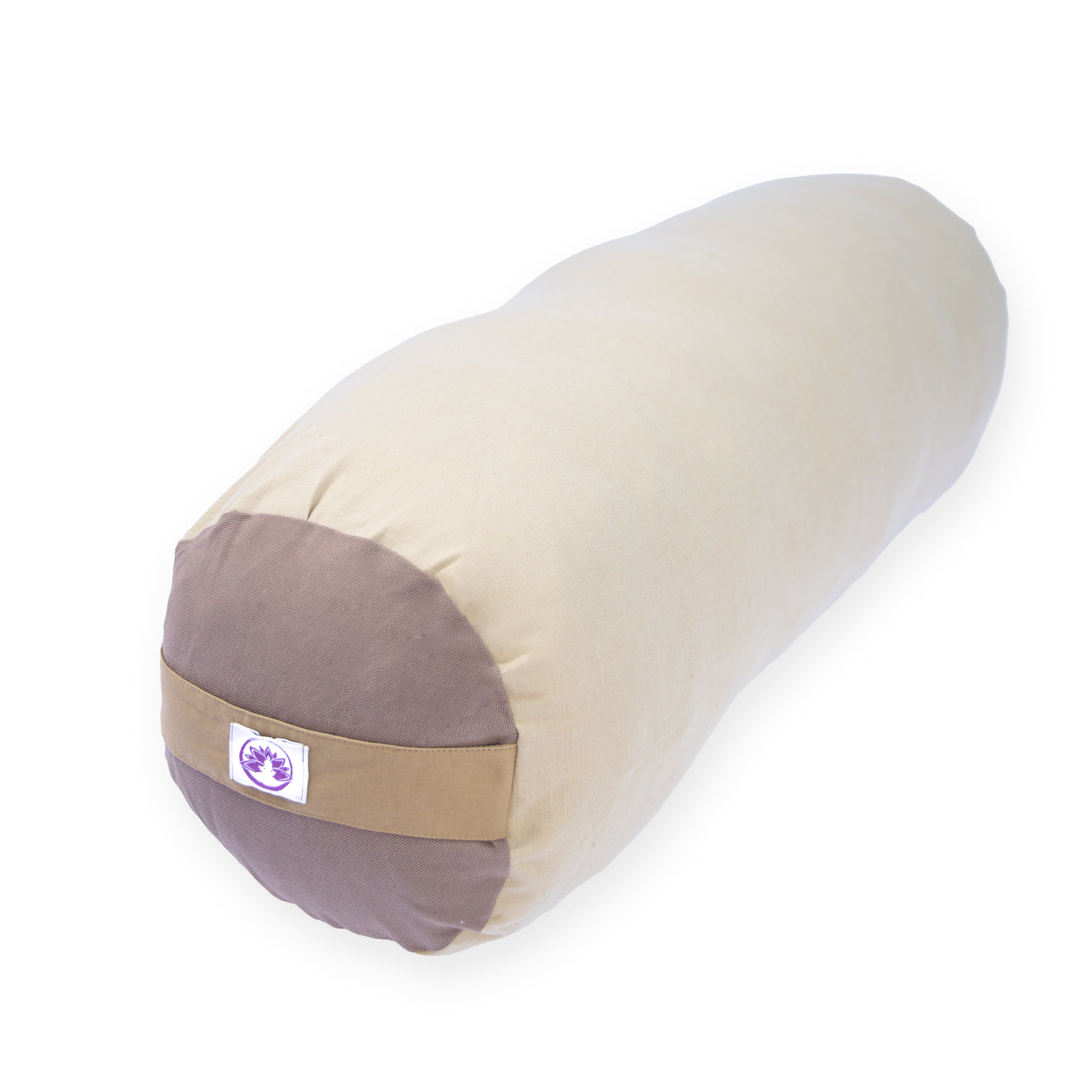 Cuscino dorsale per yoga in cotone naturale chiaro, ideale per supporto e comfort durante le pratiche di meditazione