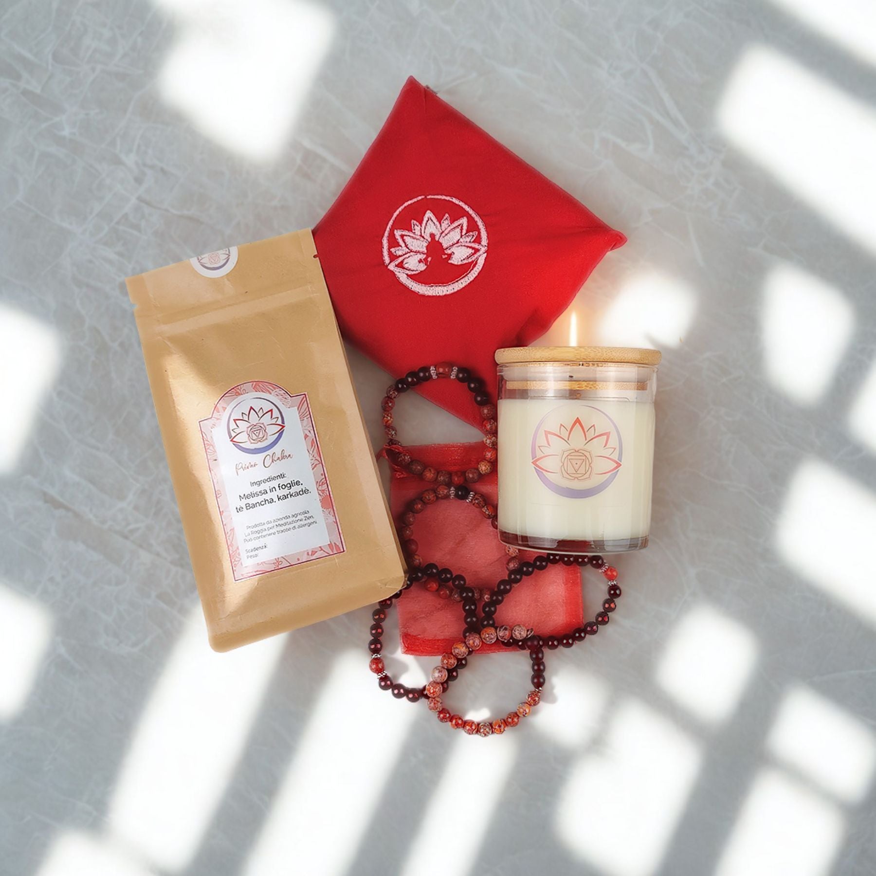 Box Equilibrio Chakra - Tisana, Candela, Bracciale e Profumatore