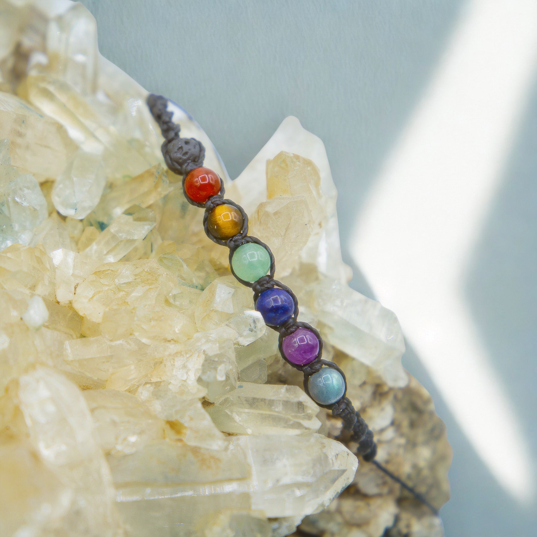 Bracciale Chakra Macramé con Cristalli Naturali
