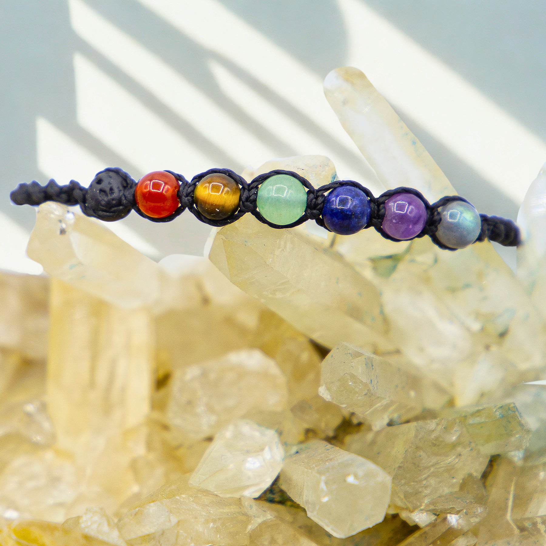 Bracciale Chakra Macramé con Cristalli Naturali