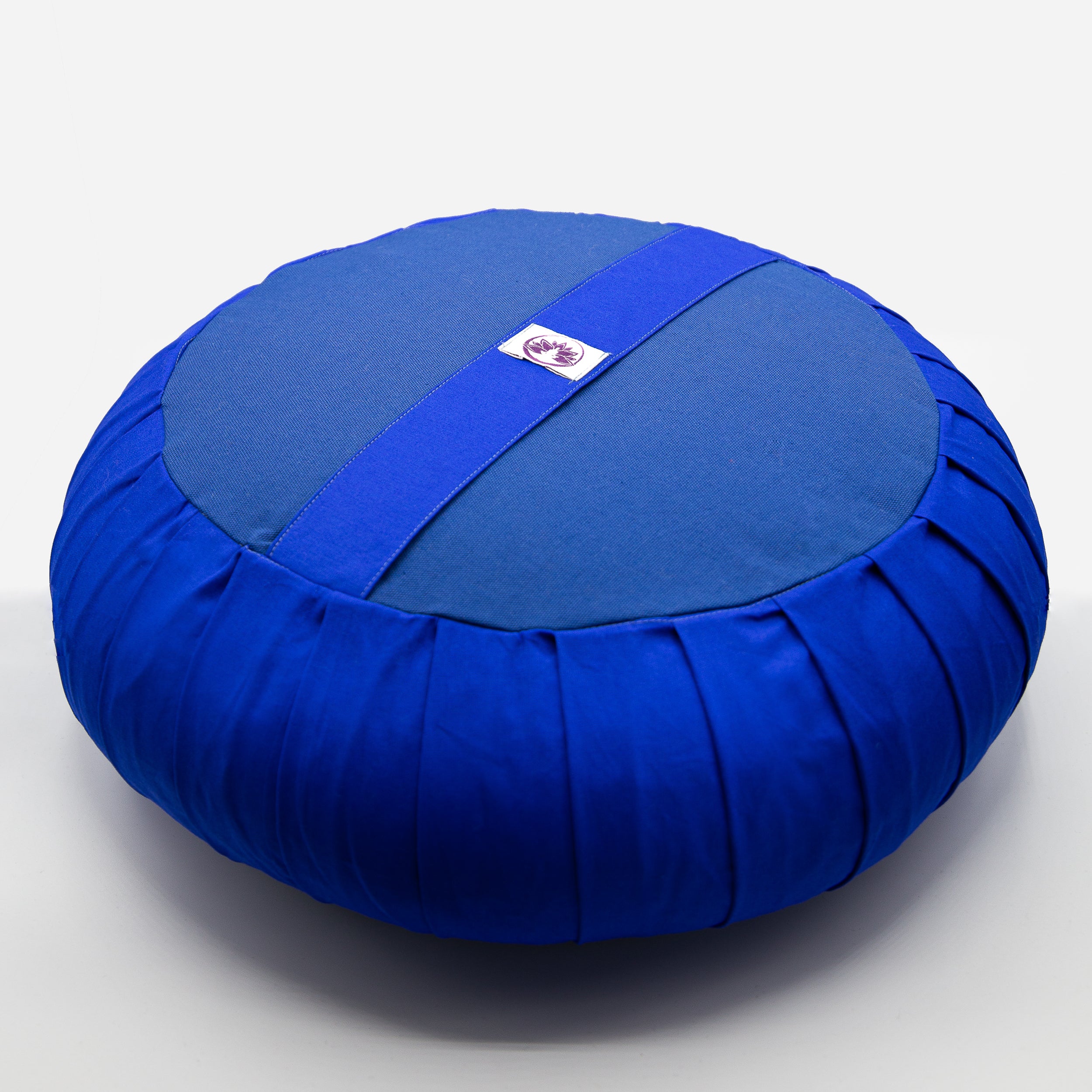 Cuscino zafu classico blu ideale per supporto lombare durante la meditazione o il relax
