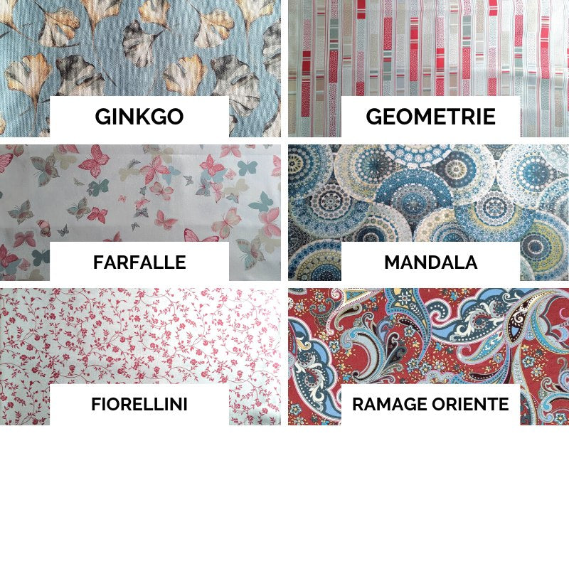 Varietà di fodere su misura set meditazione con motivi di farfalle, geometrie e mandala