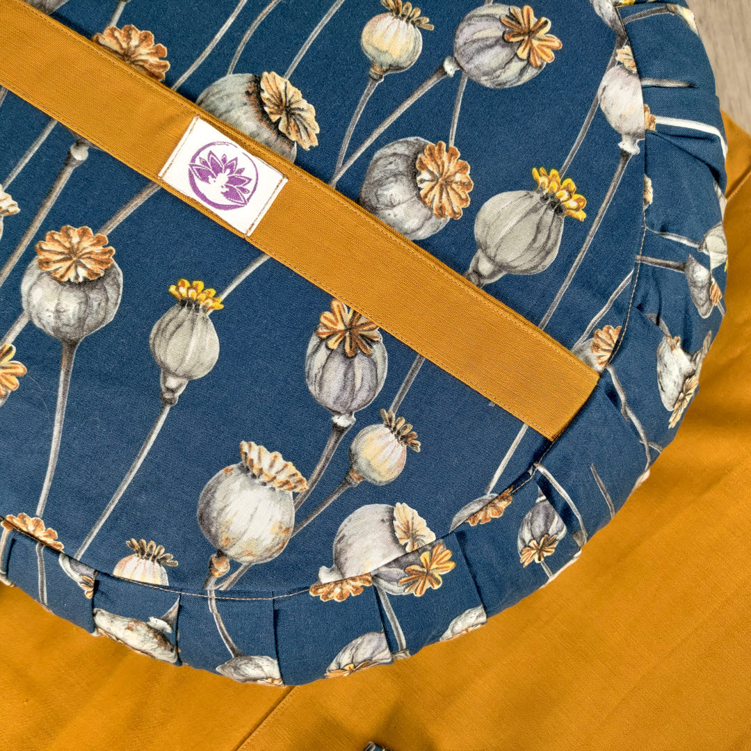 Cuscino di supporto lombare set meditazione Kairi con design floreale e cinghia elastica