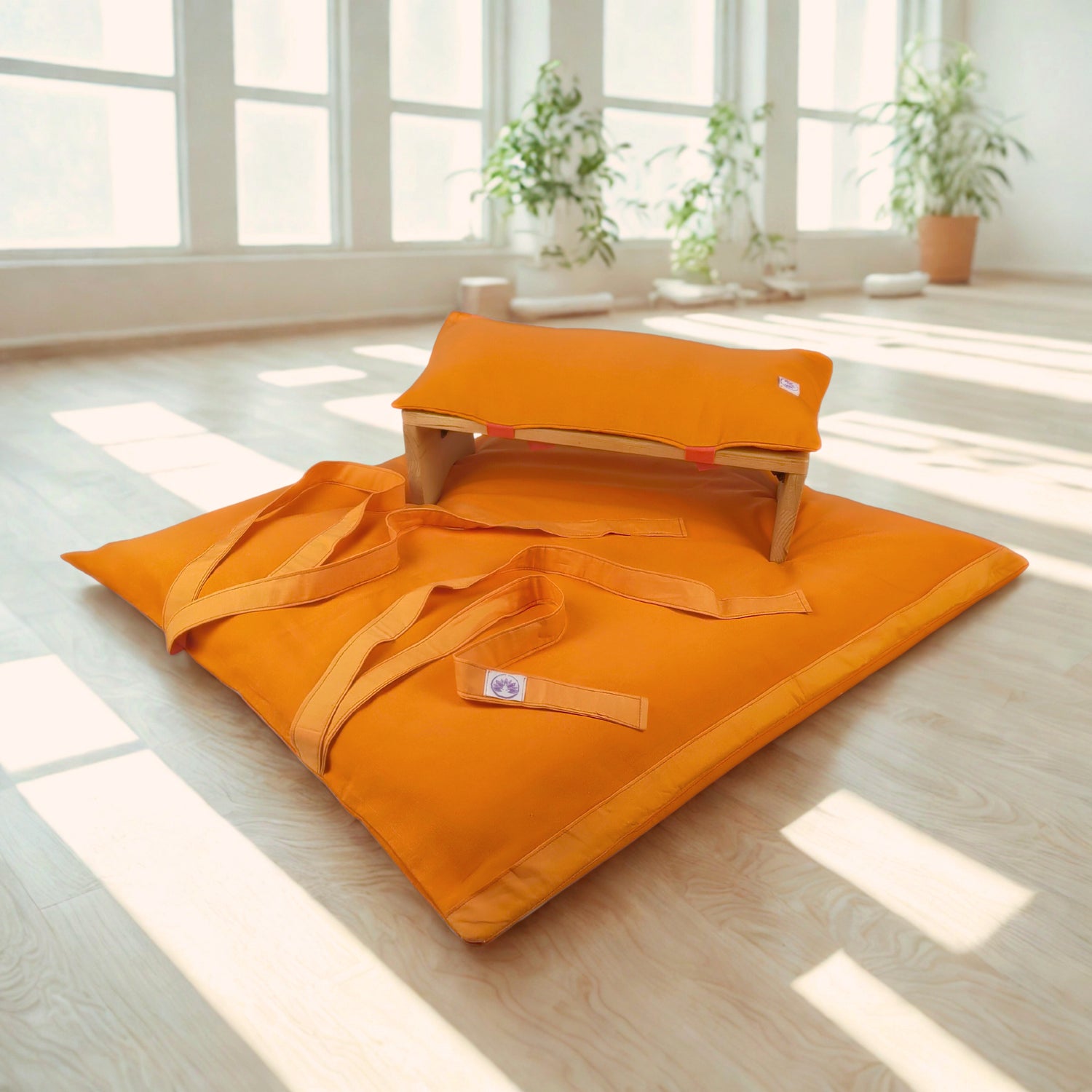 Set Meditazione con Sgabello - Cotone Arancione