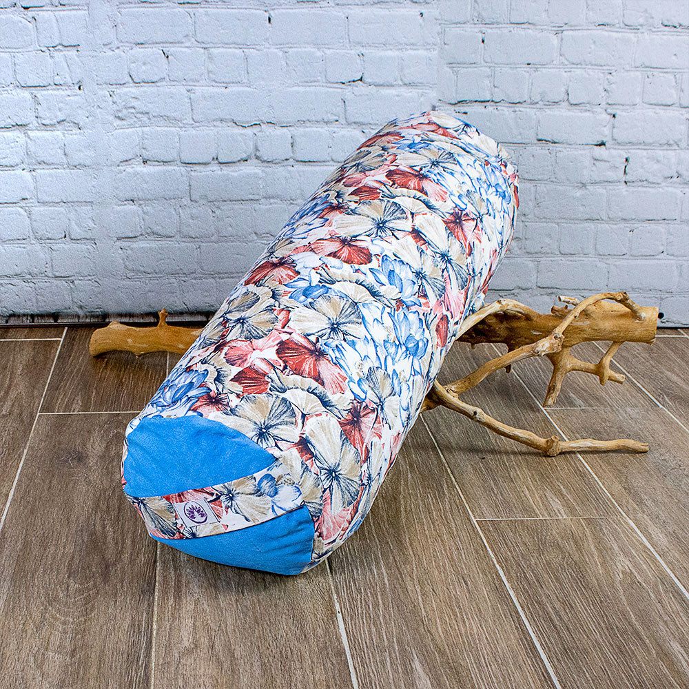 bolaster yoga azzurro floreale