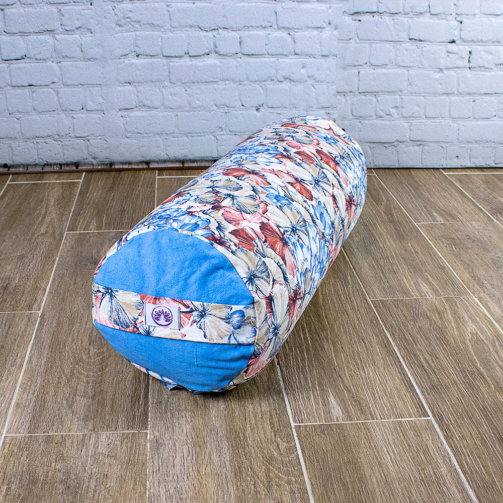 Bolster Yoga Azzurro Floreale