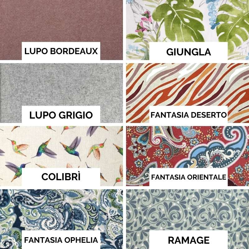 Tessuti per cuscino per gli occhi personalizzato, tra cui fantasie giungla e colibrì, per un riposo elegante