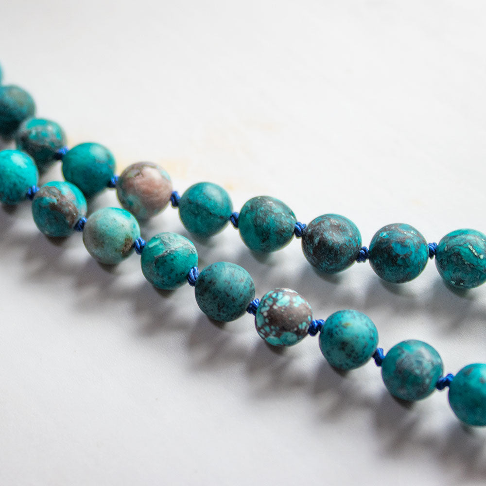 Mala 108 grani "Io Comunico" in Apatite e Howlite Turchese