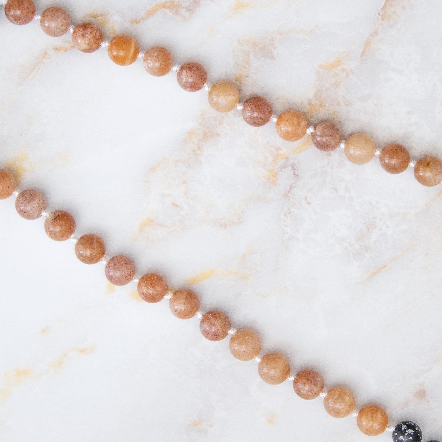 Collana mala pietra del sole diaspro con perline naturali in tonalità calde