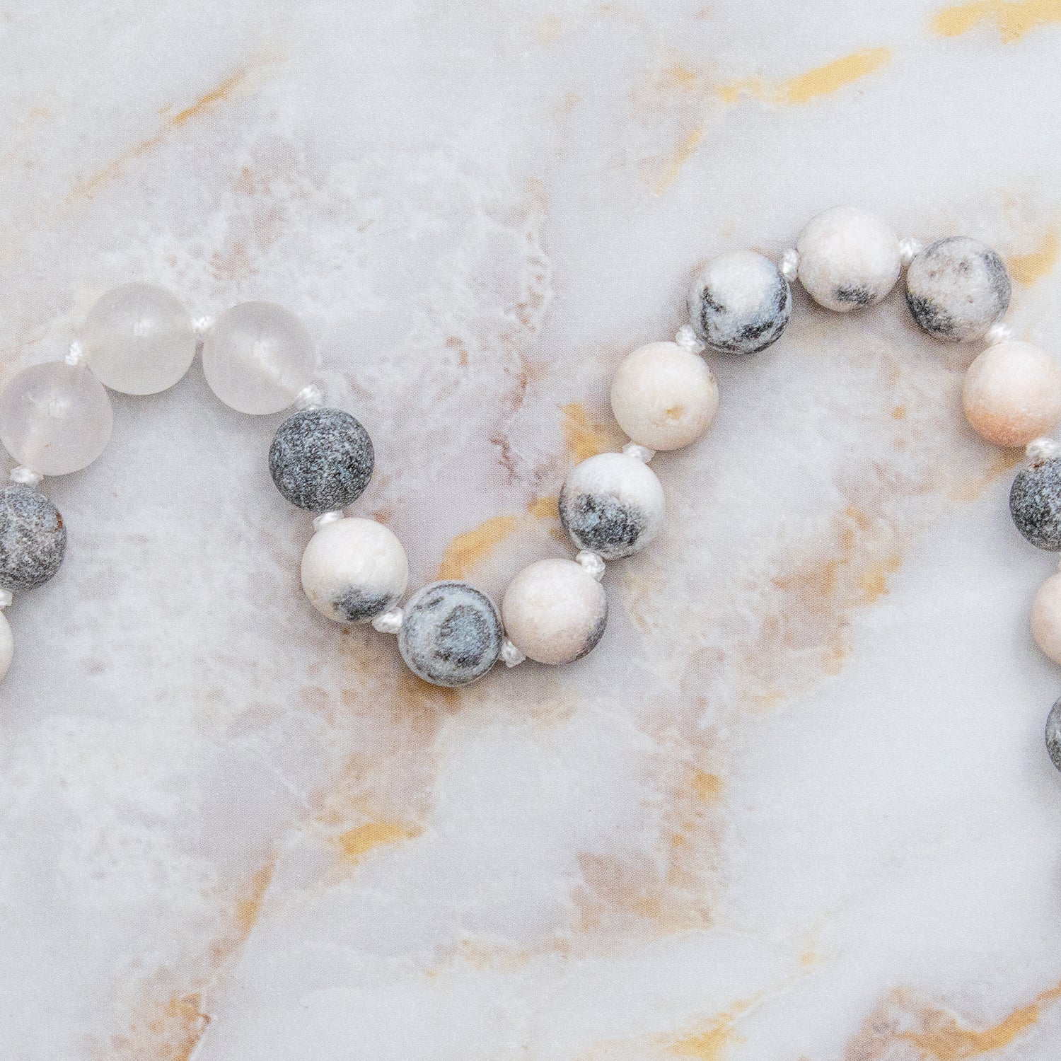 Collana mala quarzo rosa e diaspro in pietre naturali perfetta per meditazione e stile personale