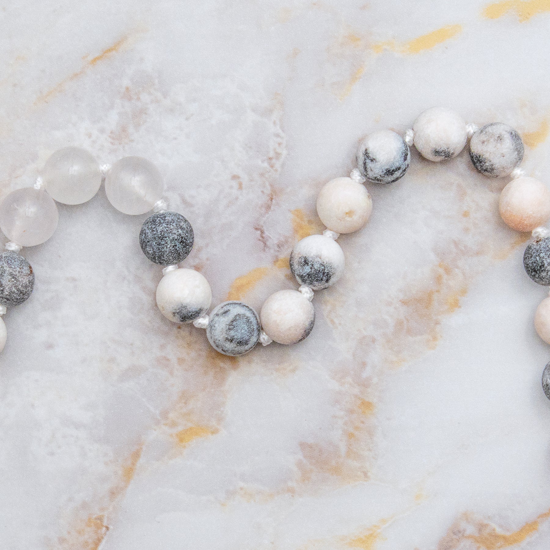 Collana mala quarzo rosa e diaspro in pietre naturali perfetta per meditazione e stile personale