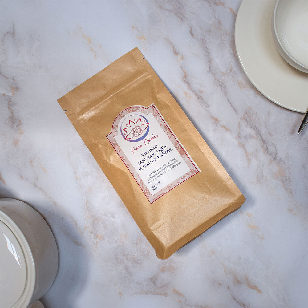 Pacco di Tisana Primo Chakra con erbe per il benessere spirituale e rientro in equilibrio