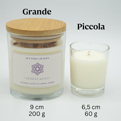 Candela Spiritualità Settimo Chakra - Incenso, Violetta, Mirra e Ambra