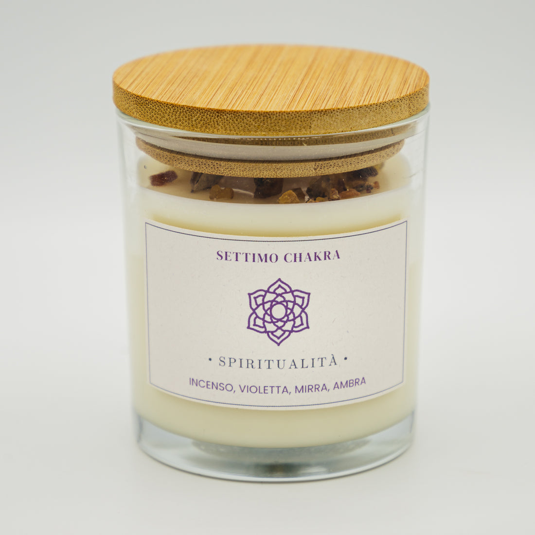 Candela Spiritualità Settimo Chakra - Incenso, Violetta, Mirra e Ambra