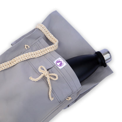 Borsa porta tappetino yoga grigia con tasca per bottiglia d&