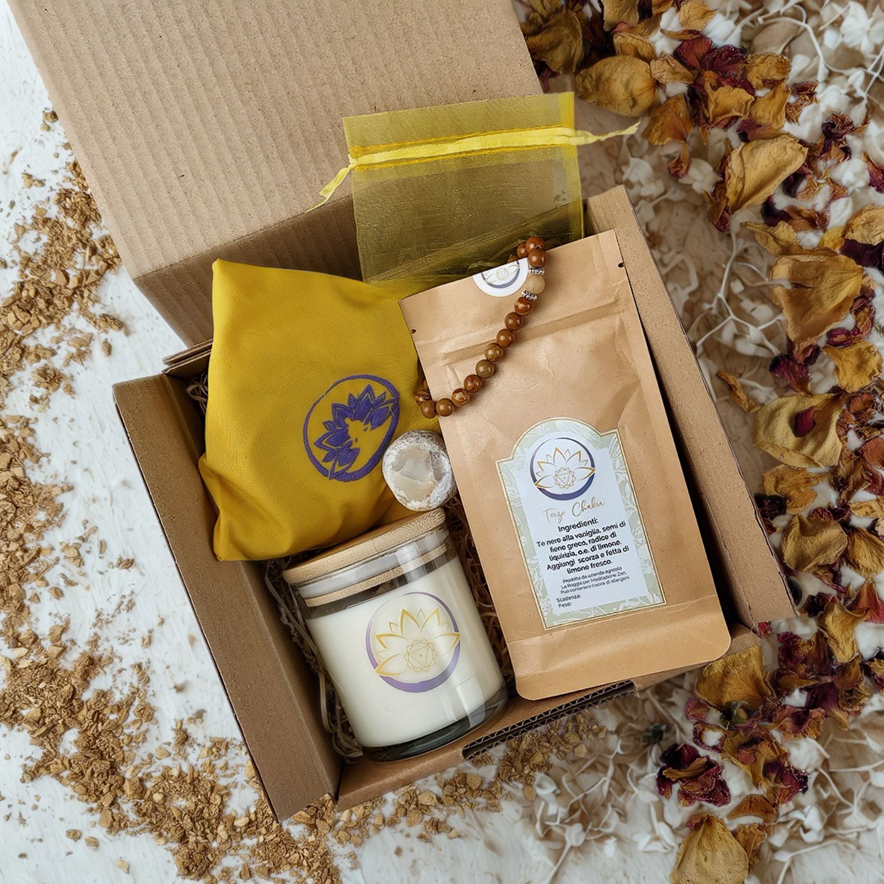 Box Equilibrio Chakra - Tisana, Candela, Bracciale e Profumatore