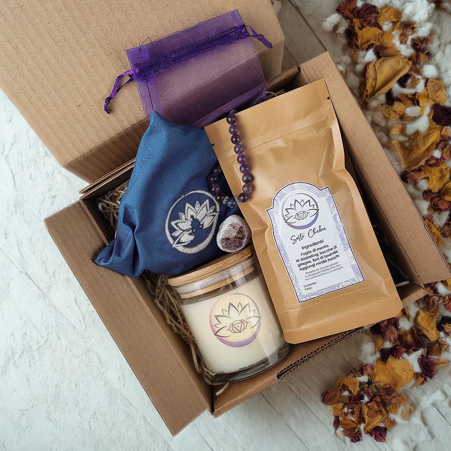 Box Equilibrio Chakra - Tisana, Candela, Bracciale e Profumatore