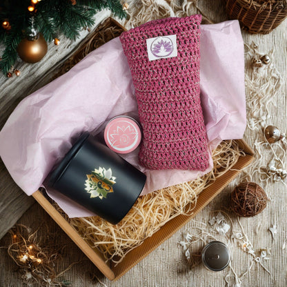 Set Regalo Benessere - Candela Tao, Burro Corpo, Cuscino Occhi