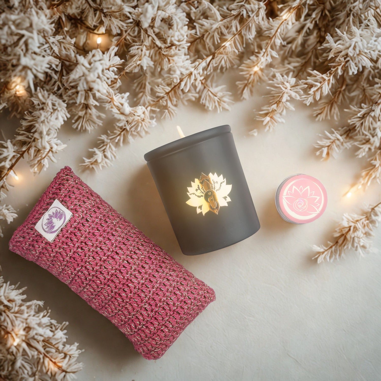 Set Regalo Benessere - Candela Tao, Burro Corpo, Cuscino Occhi