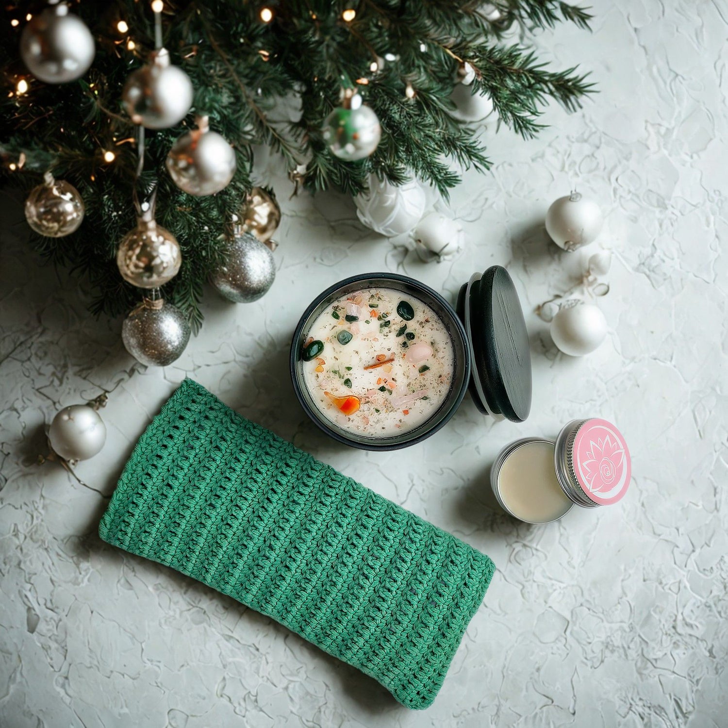 Set Regalo Benessere - Candela Tao, Burro Corpo, Cuscino Occhi