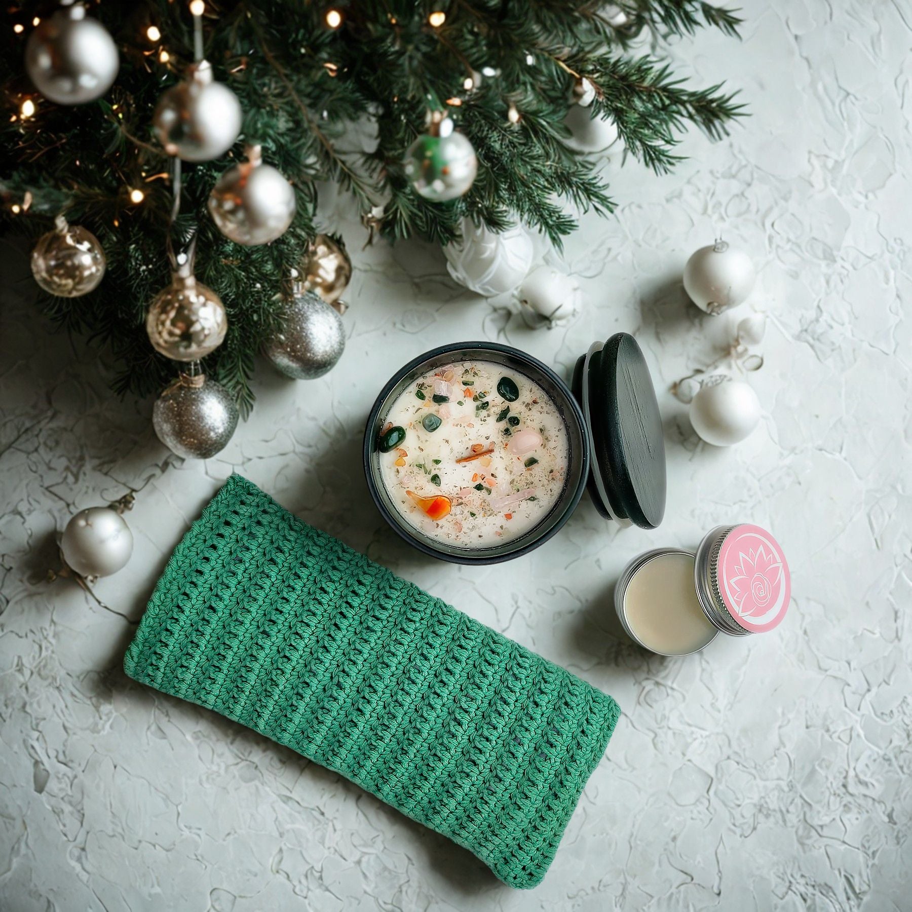 Set Regalo Benessere - Candela Tao, Burro Corpo, Cuscino Occhi