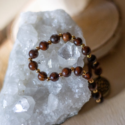 Bracciale loto in legno naturale con oro 18K