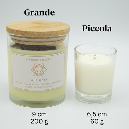 Candele armonia secondo chakra, grande e piccola, per meditazione e benessere personale
