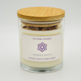 Candele 7 chakra in vetro con tappo di legno, profumo di incenso e ambra per meditazione