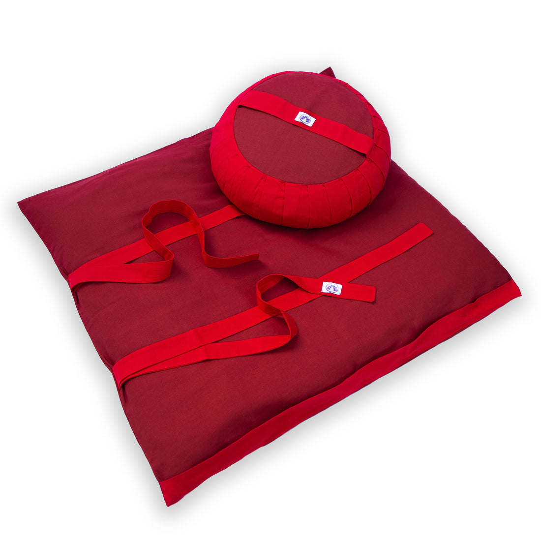 Set da meditazione monocromatico rosso con zafu classico