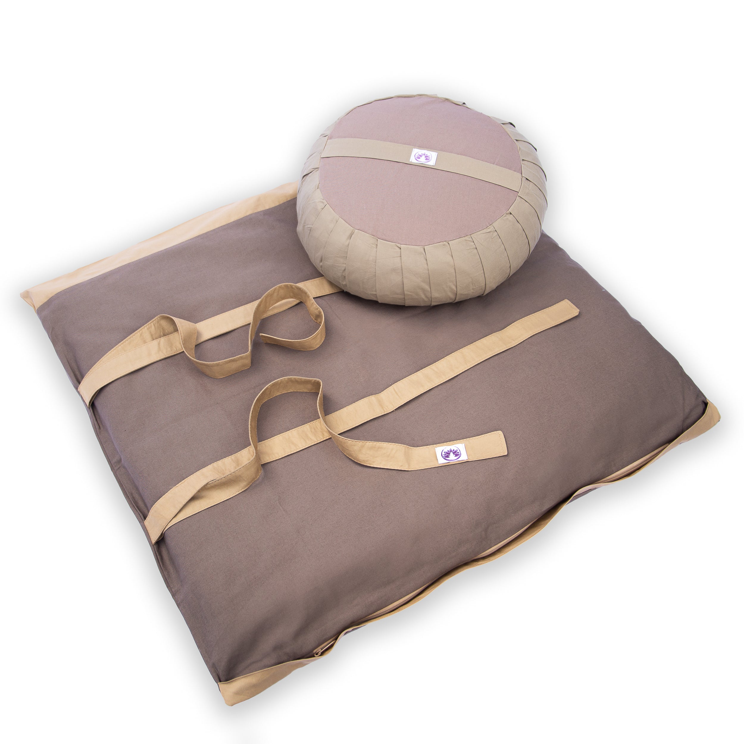 Set da meditazione monocromatico naturale scuro con zafu classico