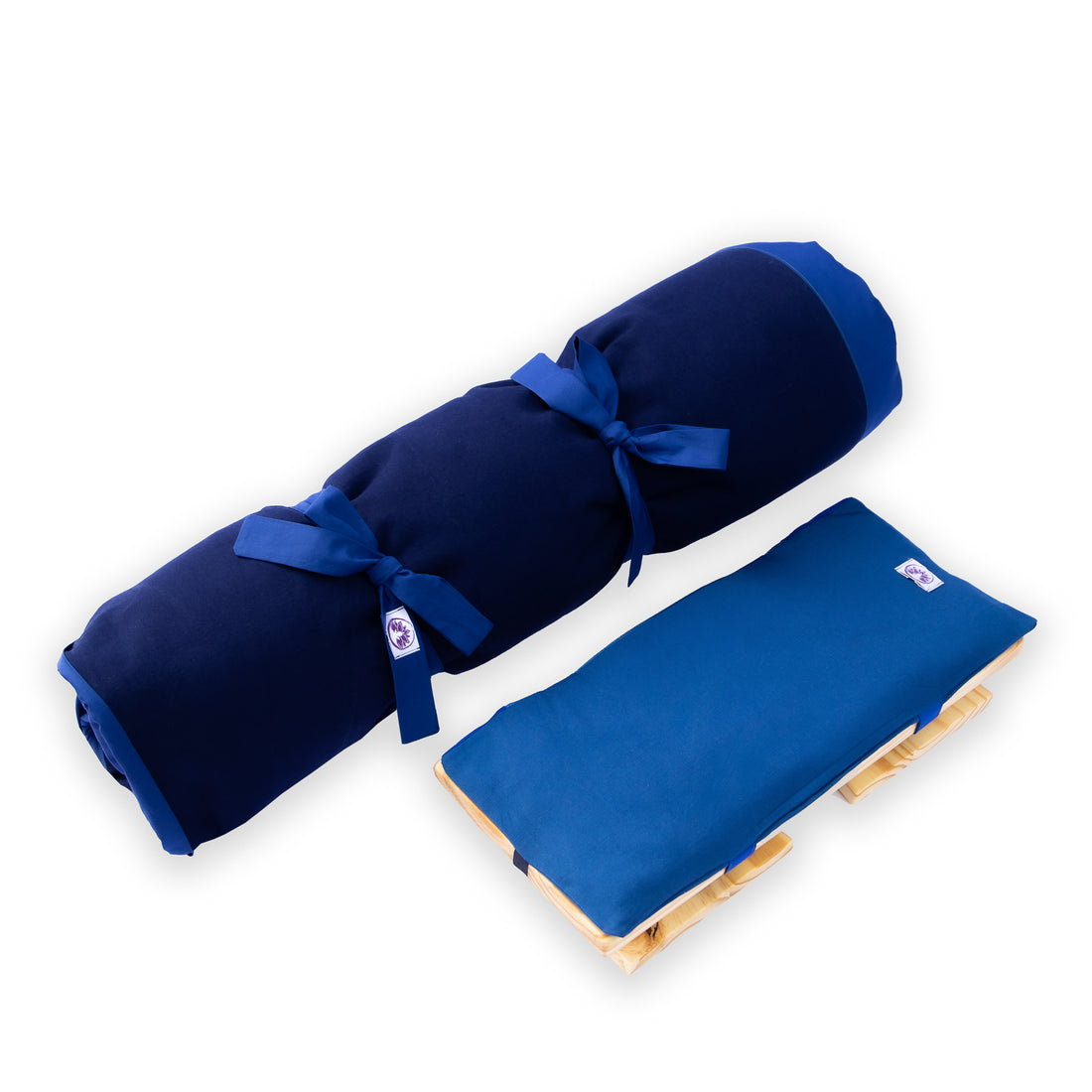 Set da meditazione monocromatico blu con sgabello