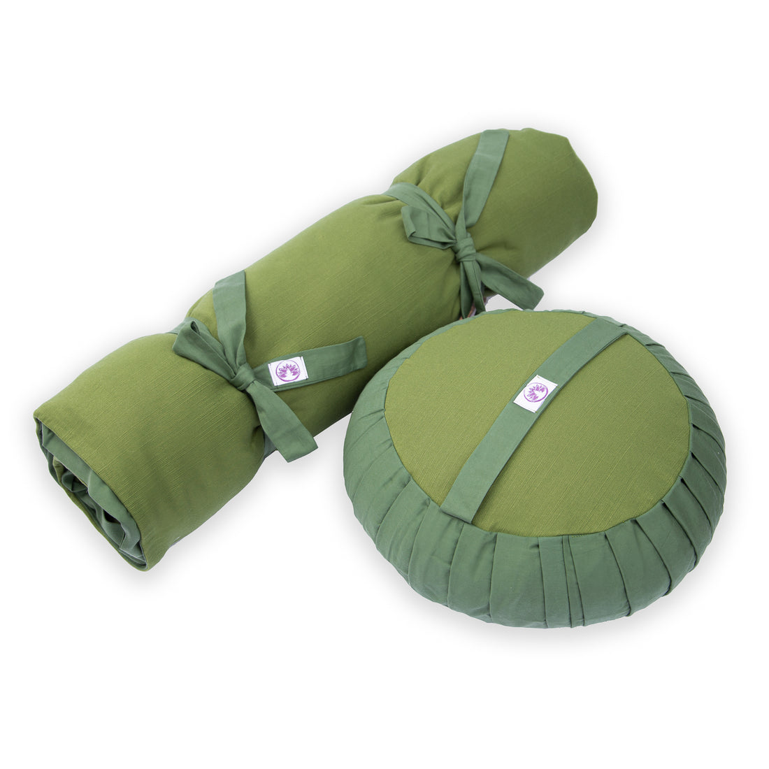 Set da meditazione monocromatico verde con zafu classico