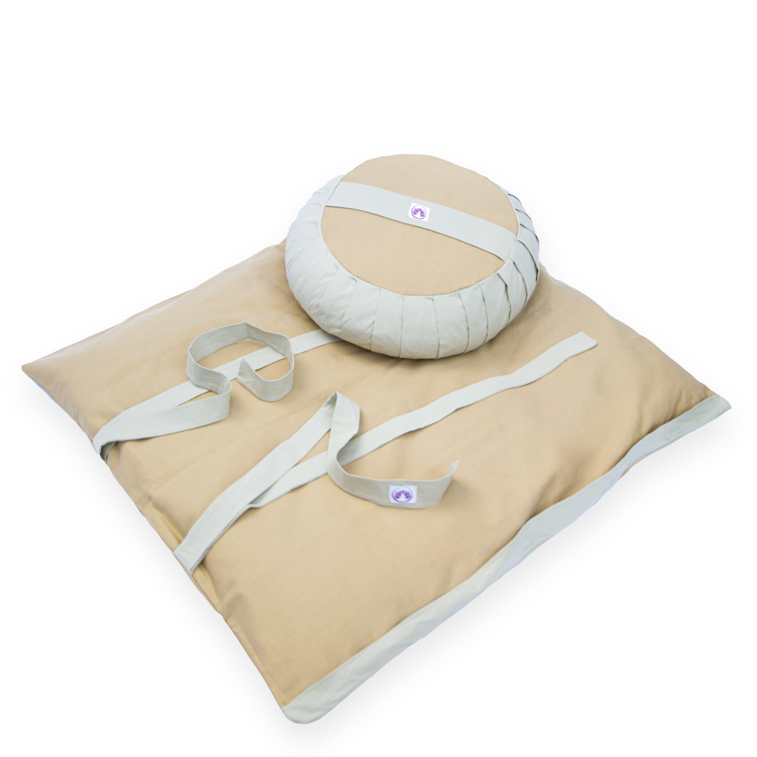 Set da meditazione naturale chiaro con zafu classico e zabuton