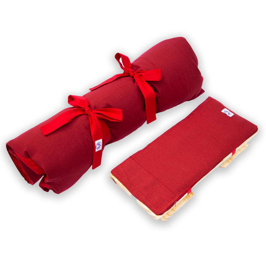 Set da meditazione monocromatico rosso con sgabello