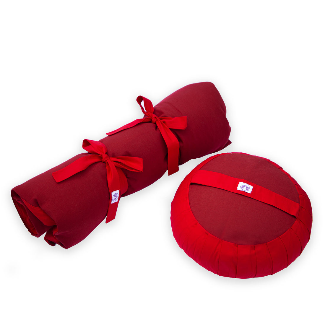 Set da meditazione monocromatico rosso con zafu classico