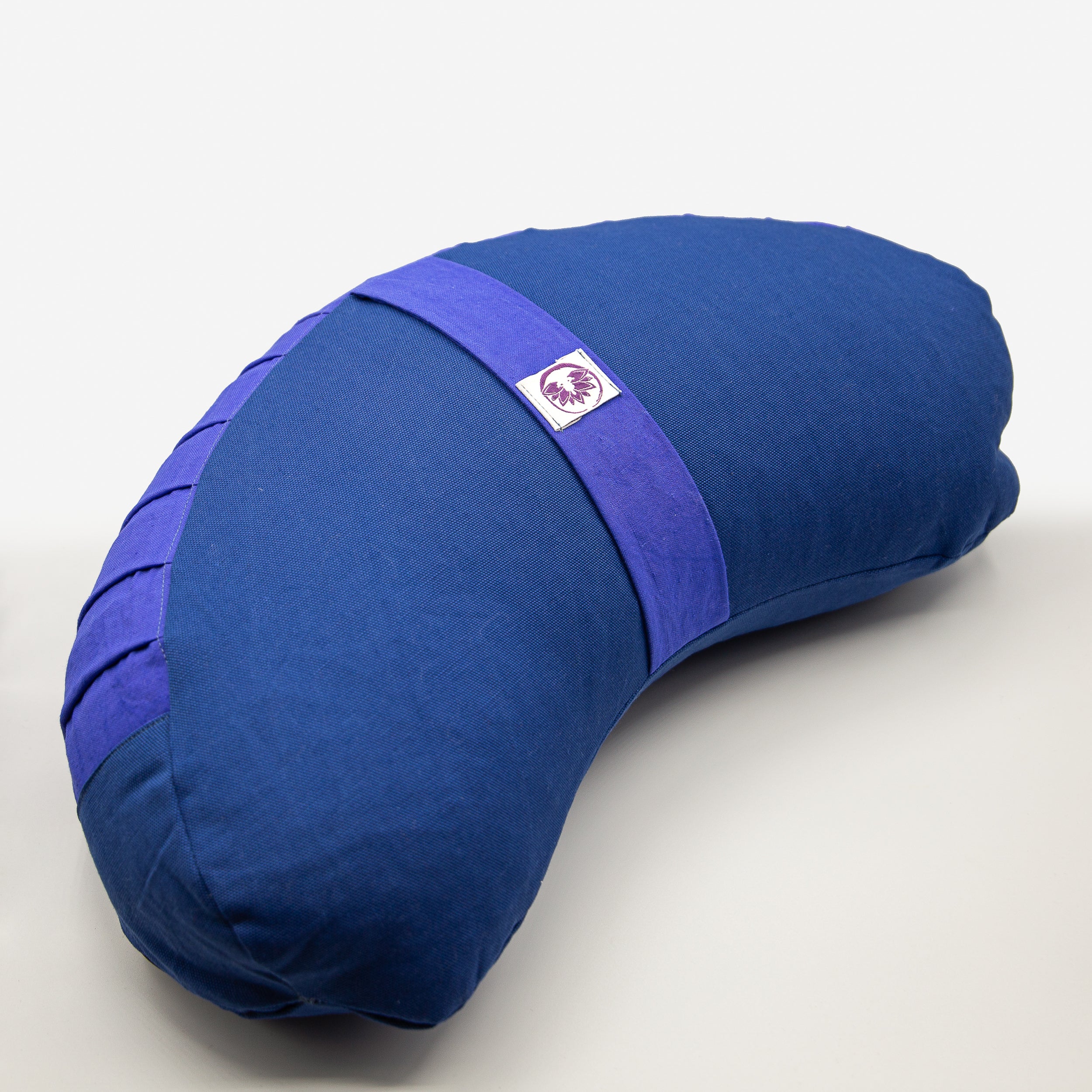 Cuscino zafu a mezzaluna monocromatico blu