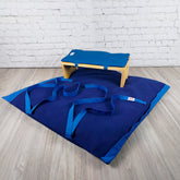 Set meditazione con sgabello cotone blu, include panchetta imbottita e tappetino comodo per pratiche di meditazione