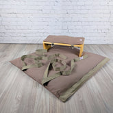 Set meditazione con sgabello cotone naturale scuro con cuscini imbottiti e coperta per meditare comodamente