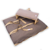 Set meditazione con sgabello cotone naturale scuro e cuscino imbottito per una pratica confortevole