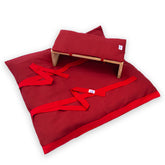 Set meditazione con sgabello cotone rosso, comprensivo di cuscini imbottiti per una pratica confortevole
