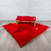Set meditazione con sgabello cotone rosso e cuscino imbottito, perfetto per la meditazione in comfort