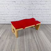 Panchetta imbottita in legno con cuscino rosso, set meditazione con sgabello cotone rosso per pratiche spirituali