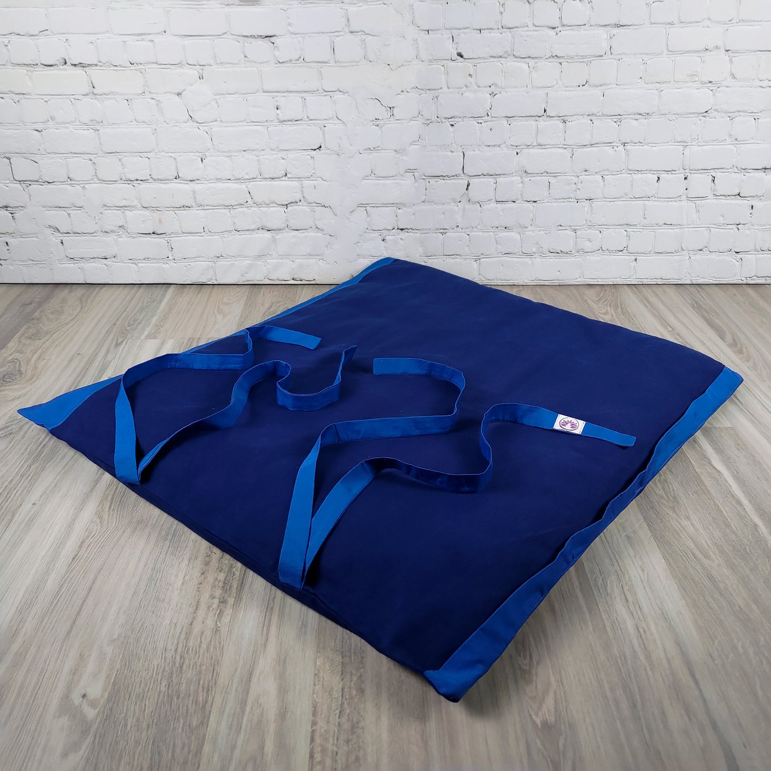 Cuscino di supporto lombare blu per la meditazione, set meditazione con zafu a mezzaluna cotone blu