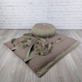 Set meditazione con zafu classico cotone naturale scuro, perfetto per il supporto lombare e comfort durante la meditazione