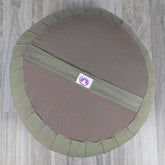 Cuscino rotondo per meditazione in cotone naturale scuro, parte superiore in tessuto morbido, set meditazione con zafu classico cotone naturale scuro
