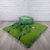 Set meditazione con zafu classico cotone verde, cuscini di supporto lombari e per schiena per il massimo comfort