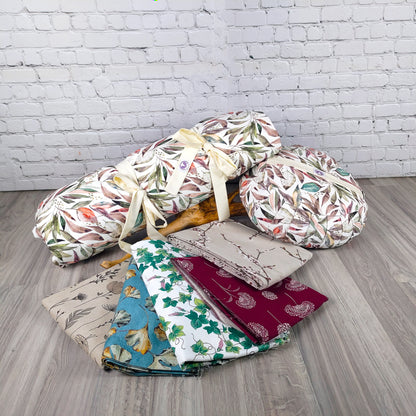 Set meditazione personalizzato con cuscini di supporto lombari e per schiena, design floreale e variopinto