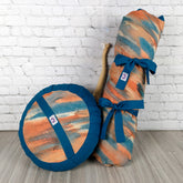 Set meditazione zima con cuscini di supporto lombari e per schiena, rifiniti in colori arancione e blu